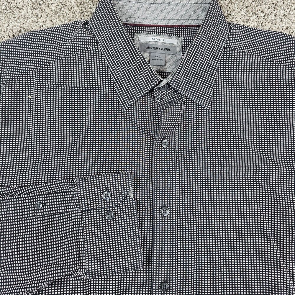 Johnston Murph Shirt Mens 2XL Gray Geometric Print AOP Long Sleeve Career Casual